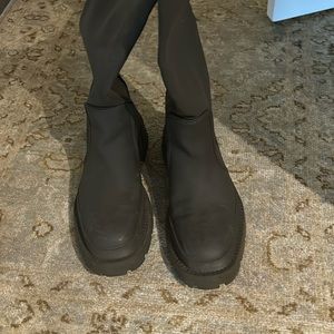 zara dark green boots rubber